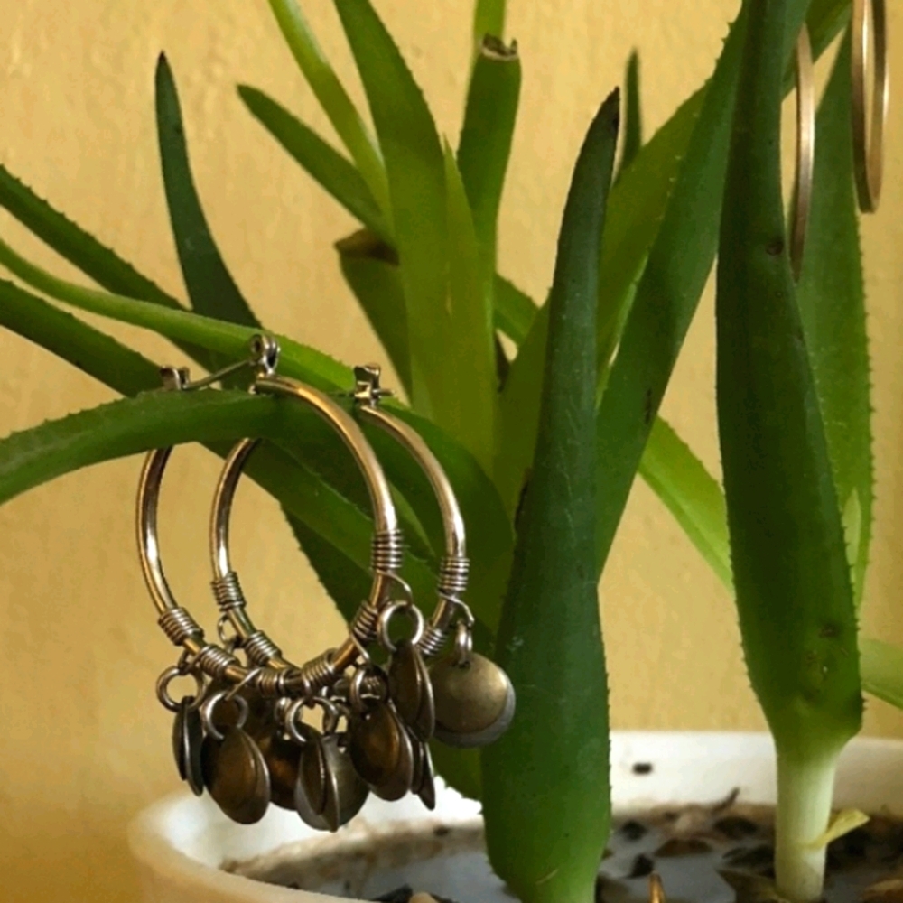 Vintage | Metallic Jingling Dangle Hoop Earrings